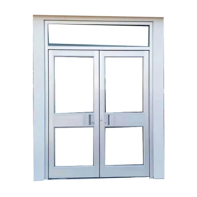 Heavy Duty armazón de aluminio doble vidrio vidrio puertas de la cafetería de giro