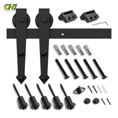 Acero inoxidable 78-5/8&quot; negro mate No Show moderno clásico negro Slidig Tsq04 Hardware de la puerta de granero para deslizarse Woo
