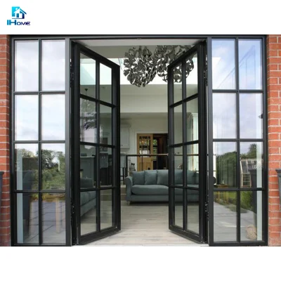 Entrada principal Seguridad Puertas metálicas Puertas estilo francés Hierro forjado Puerta con ventana de vidrio operable para el Jardín de la Puerta de Villa Entracne Puerta de entrada de aluminio