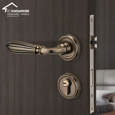 Antiguo oro Mango de madera para la puerta interior de casa Mango Bloqueo