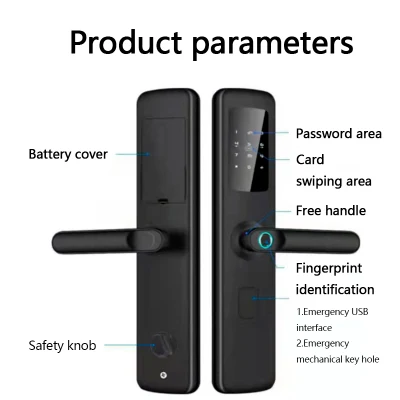 Yk-T1 One Grip to Open bloqueo automático de huellas dactilares inteligente Inicio Seguridad Tarjeta de deslizamiento Contraseña cerradura electrónica de madera Smart