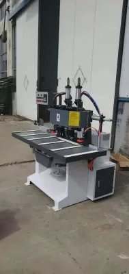 Única cabeza doble cerradura de puerta de los jefes de los agujeros Mortising máquina para la puerta de madera