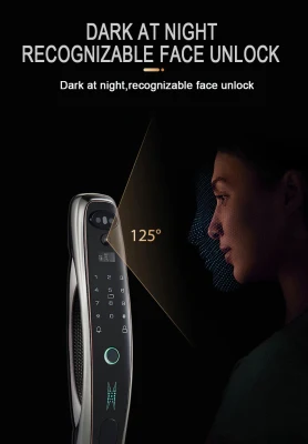 Reconocimiento facial 3D electrónica biométricos WiFi puerta exterior con cerradura de puerta Tuya Smart APP Lock visual del ojo de gato