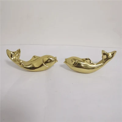 Cajón de cobre con forma de pescado Armario vestuarios de puerta perillas bricolaje latón Perilla de animales