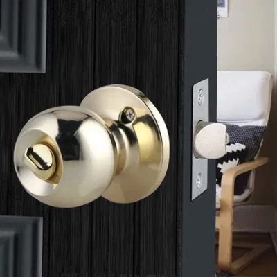 Balón redondo de acero inoxidable juego de la perilla de puerta de la puerta con llave de oro de hardware para el cuarto de baño