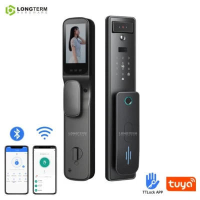 Cerradura de puerta inteligente Wi-Fi de alta seguridad con aplicación móvil, reconocimiento facial 3D, huella digital biométrica