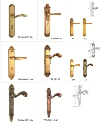 Las puertas se encarga de Latón Antiguo empuñadura de puerta interior de oro de bloqueo de las asas de cobre