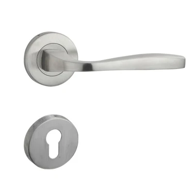 Juego de manilla de puerta de palanca de bloqueo de estilo de moda de acero inoxidable con Rosette