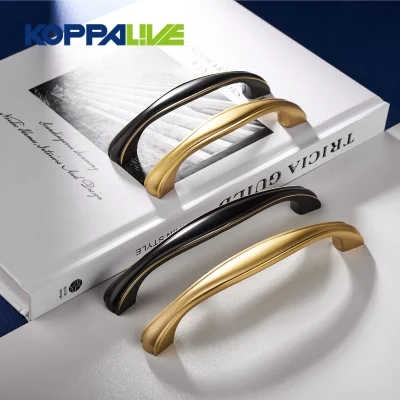 Koppenve minimalista Negro mate y Oro hardware de latón Gabinete de cocina Tiradores de las puertas