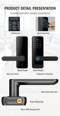Home Apartamento Keyless Smart cerradura de puerta Fingerprint Lock inteligente electrónico Bloqueo