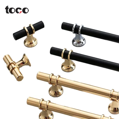 Tirador de puerta europeo negro Toco de nuevo diseño dorado