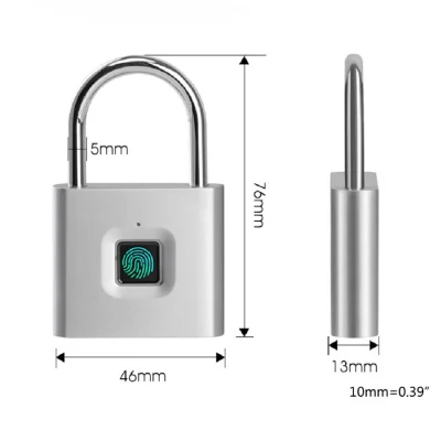 Candado de huellas digitales, Bluetooth, candado candado deber exterior seguro y resistente a la intemperie, táctil inteligente de carga USB Lock