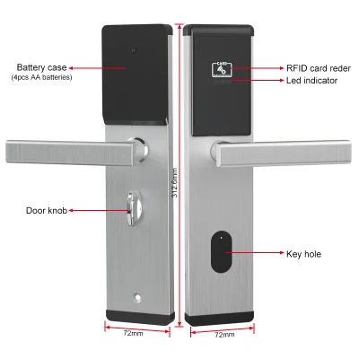 La puerta de la habitación de hotel sin llave de seguridad con el software de bloqueo de la tarjeta Mifare