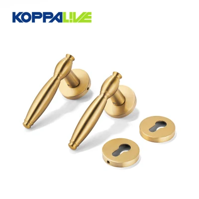 Koppenive Nuevo Diseño de latón de madera Puerta de bloqueo Oro Interior Privacidad Palanca de paso para puerta de la casa