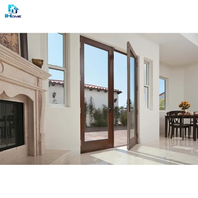 Entrada principal Seguridad Puertas metálicas Puertas estilo francés Hierro forjado Puerta con ventana de vidrio operable para el Jardín de la Puerta de Villa Entracne Puerta de entrada de aluminio