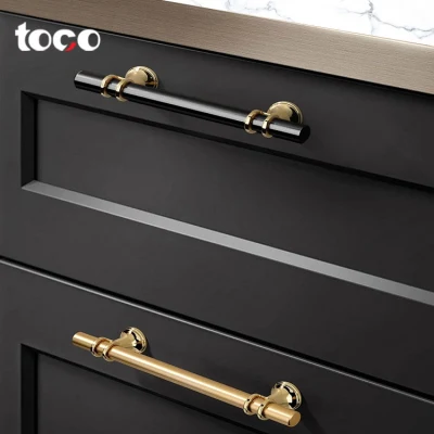 Tirador de puerta europeo negro Toco de nuevo diseño dorado