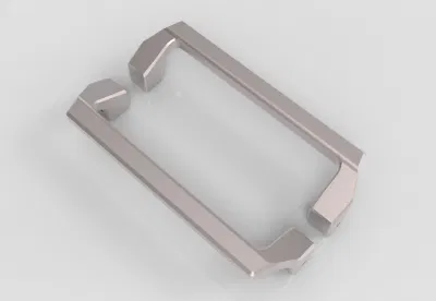 En el dorso de la empuñadura de puerta de cristal templado rectangular