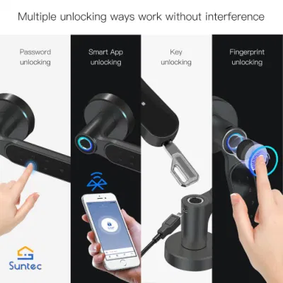 El mejor venta Tuya la cerradura de puerta inteligente varias huellas de desbloqueo de RFID de contraseña