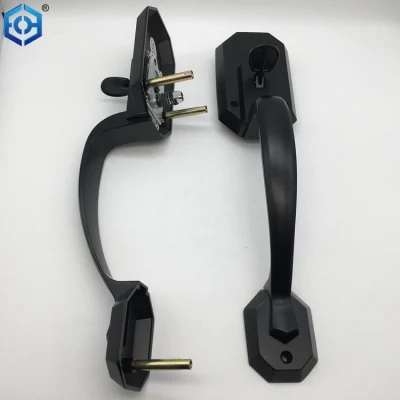 Conjunto de la cerradura de puerta frontal negro níquel satinado de empuñadura de puerta exterior del cilindro sin cerrojo