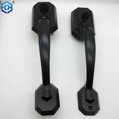 Conjunto de la cerradura de puerta frontal negro níquel satinado de empuñadura de puerta exterior del cilindro sin cerrojo