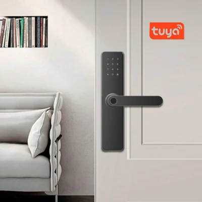 Cerradura Inteligente Empuñadura de puerta exterior Smart WiFi Tuya APP tarjeta RFID Digital Cifras clave de bloqueo de puertas de huella dactilar