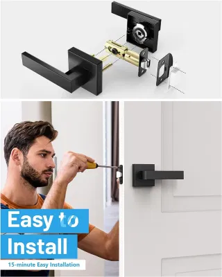 Puerta de pasillo Mango Mate Negro Armario pasillo palanca de puerta Reversible interior para puerta derecha e izquierda