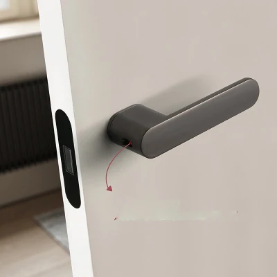 Puerta moderna minimalista de lujo con asa de una palabra dormitorio silencioso Cerradura de aleación de zinc Mango de puerta negro