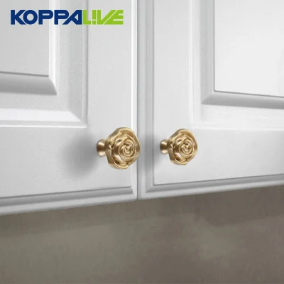 Venta al por mayor Armario antiguo Knobs Puerta Vintage Brass Rosa Flor Rustic Mando de cajón