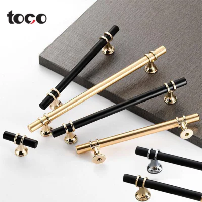 Tirador de puerta europeo negro Toco de nuevo diseño dorado