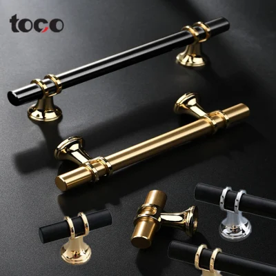 Tirador de puerta europeo negro Toco de nuevo diseño dorado