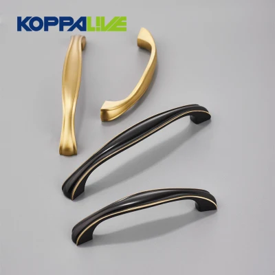 Koppenve minimalista Negro mate y Oro hardware de latón Gabinete de cocina Tiradores de las puertas