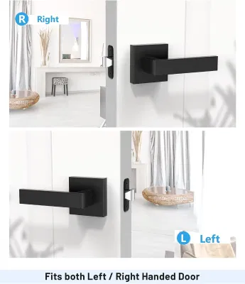Puerta de pasillo Mango Mate Negro Armario pasillo palanca de puerta Reversible interior para puerta derecha e izquierda