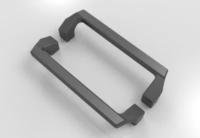 En el dorso de la empuñadura de puerta de cristal templado rectangular
