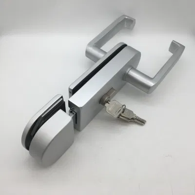 La palanca de aluminio plateado Lockcase silenciosa con doble cerradura de cilindro abierto por la puerta de cristal