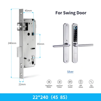 Acero inoxidable 304 de la contraseña de huellas digitales de entrada sin llave cerradura de puerta corrediza de aluminio de Smart Smart APP Lock Tuya