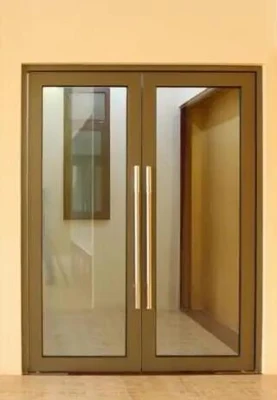 Heavy Duty armazón de aluminio doble vidrio vidrio puertas de la cafetería de giro