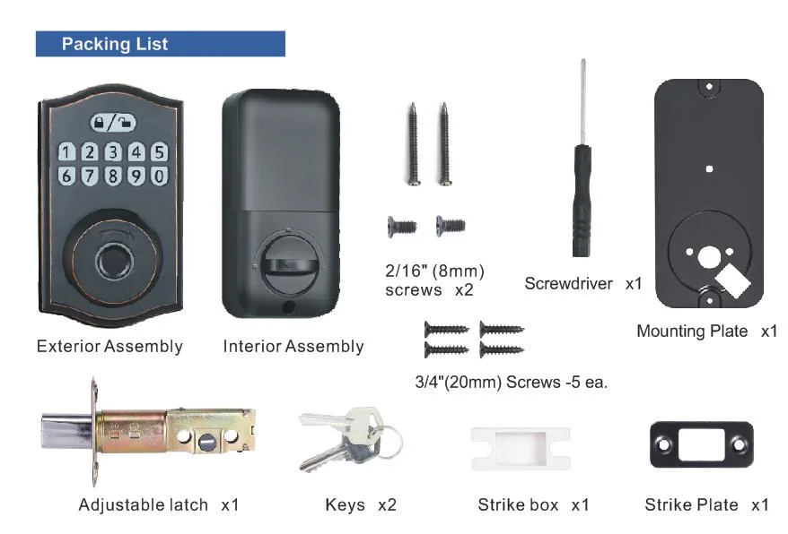 Front Door Handleset Smart Deadbolt Keyless Door Handle Fingerprint Lock Zinc Alloy