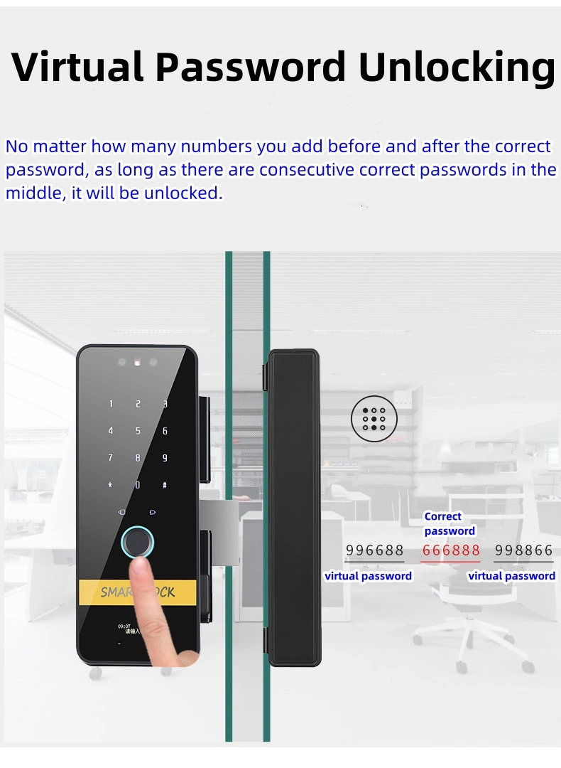 New Product Custom Smart Lock Office Glass Door Lock Digital Password Keypad Code Fingerprint Smart Card Keyless Door Lock