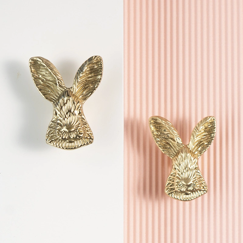 Creative Brass Children Cabinet Drawer Door Knobs Art Deco Animal Rabbit Knob