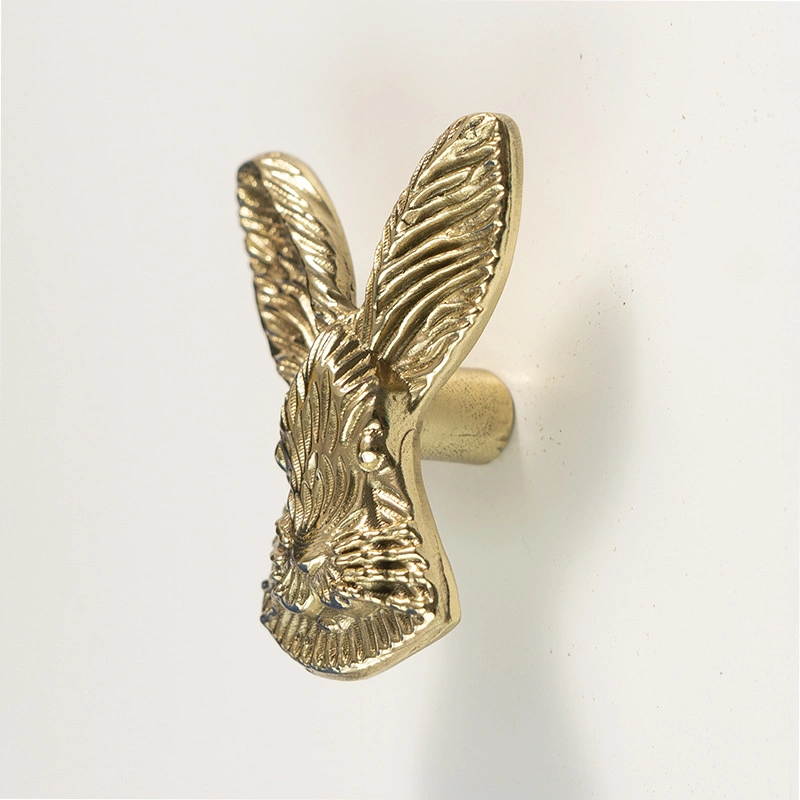 Creative Brass Children Cabinet Drawer Door Knobs Art Deco Animal Rabbit Knob
