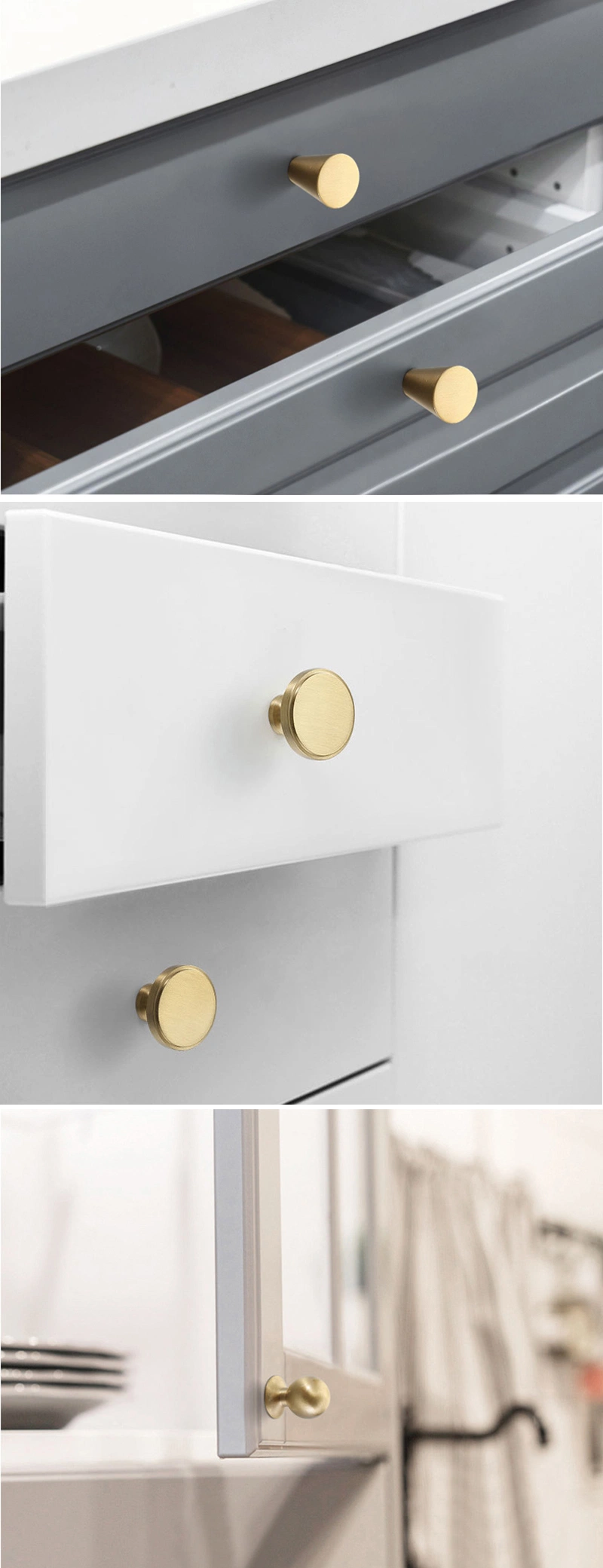 Koppalive Luxury Solid Brass Gold Drawer Pull Knob Kitchen Cabinet Door Handle