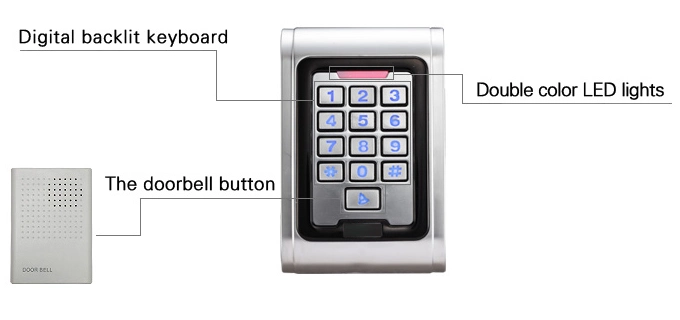 Standalone RFID Metal Access Controller Touch Keypad Wiegand26 Door Entry System