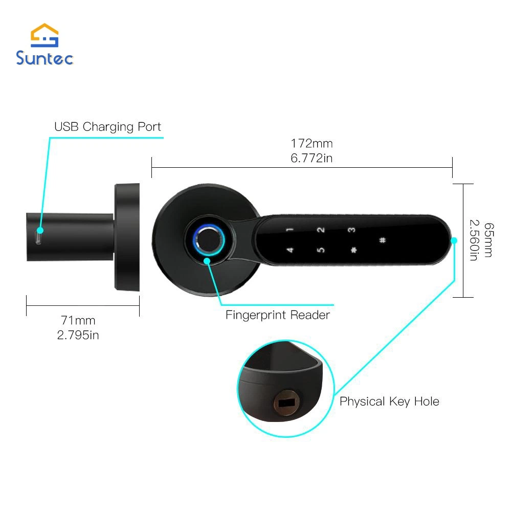 WiFi Fingerprint Password Tuya Smart Door Lock for Hotel Apartment Home