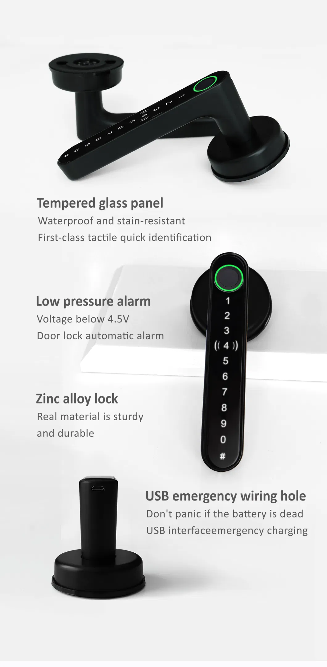 Home Digital Door Lock Level Smart Lock Biometric Keyless Entry Door Handle Fingerprint Lock