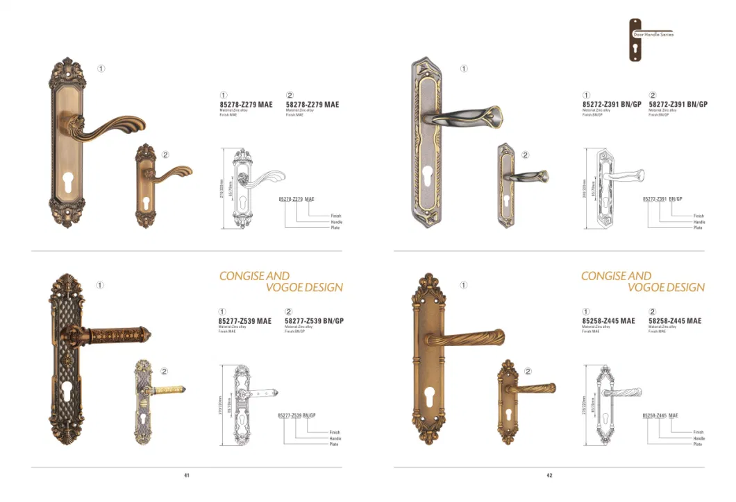 Modern Mortice Zinc Alloy Door Lock Handle