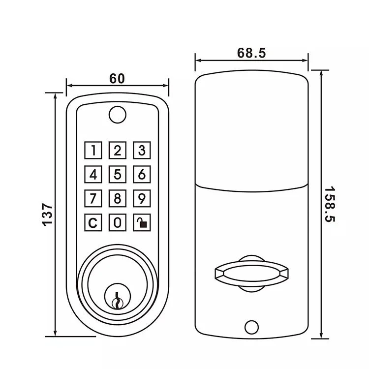 Electronic Security Handle Key Locks Digital Smart Door Lock for Front Door