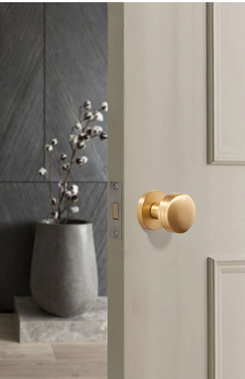 Koppalive Brass Door Handle Invisible Lock Round Interior Passage Privacy Door Knob