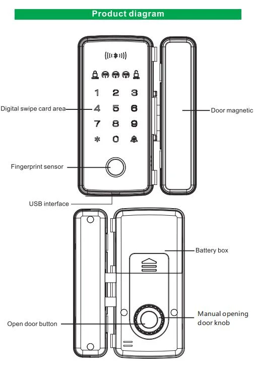 Electric Fingerprint Smart Tuya APP Digital Small Glass Sliding Door Lock Card Intelligent Keyless Door Lock