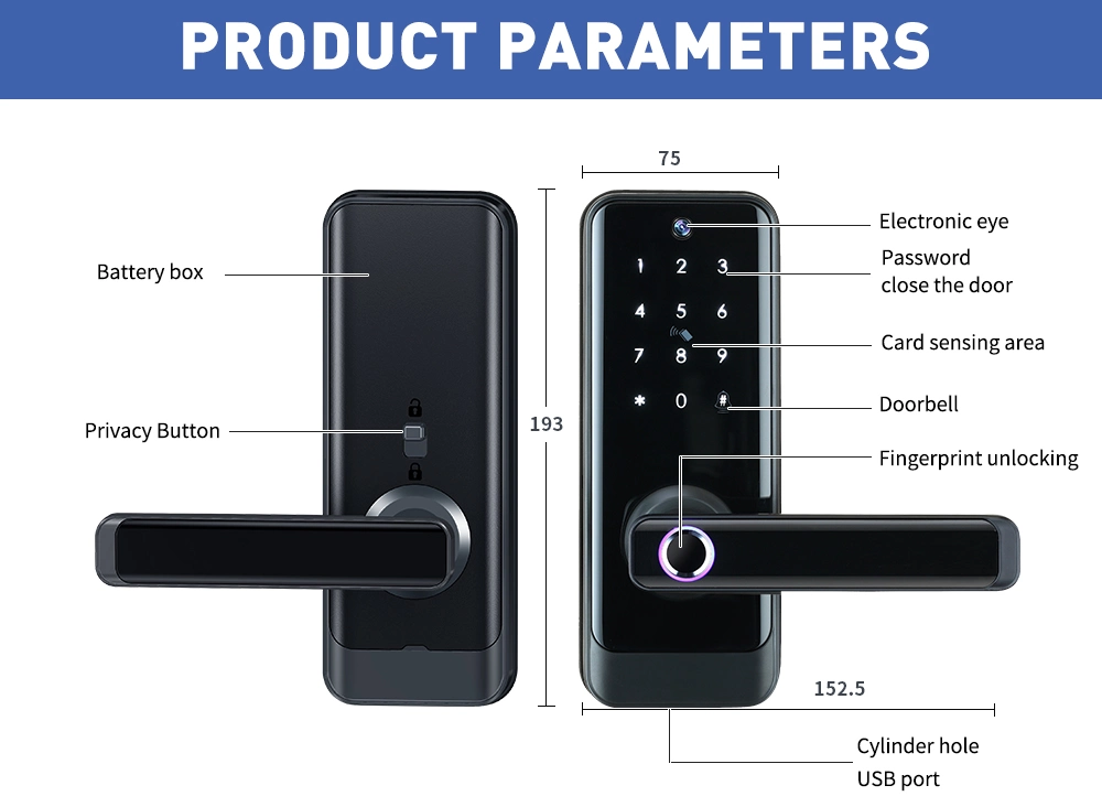 2023 New Product Tuya Smart Fingerprint Electronic Lock with Camera Digital Door Viewer