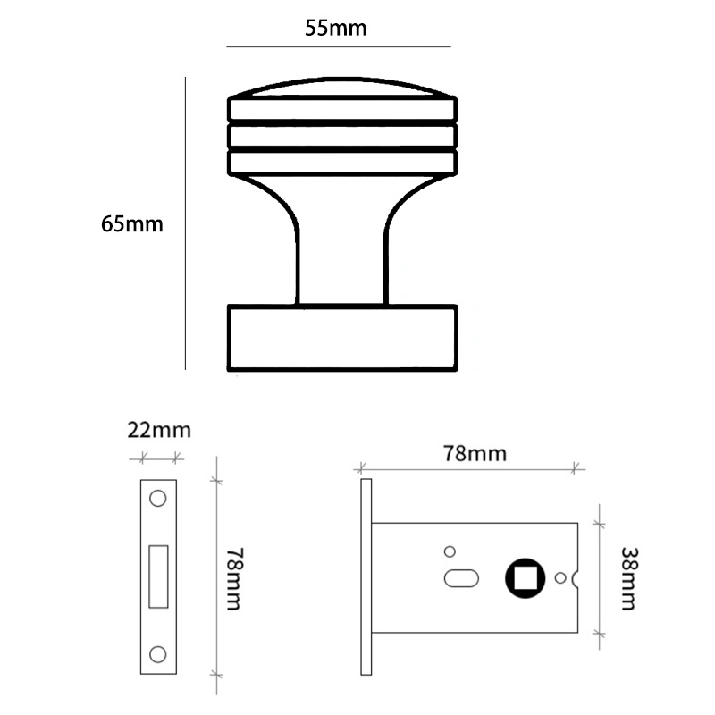 Koppalive Brass Door Handle Invisible Lock Round Interior Passage Privacy Door Knob